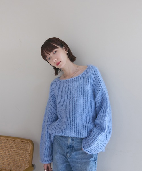meilmada(メイルマダ)の「ローゲージルーズニット(ニット/セーター・レディース・ベージュ/ブルー・FREE)」の8枚目の写真