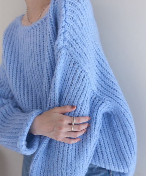 meilmada(メイルマダ)の「ローゲージルーズニット(ニット/セーター・レディース・ベージュ/ブルー・FREE)」の6枚目の写真