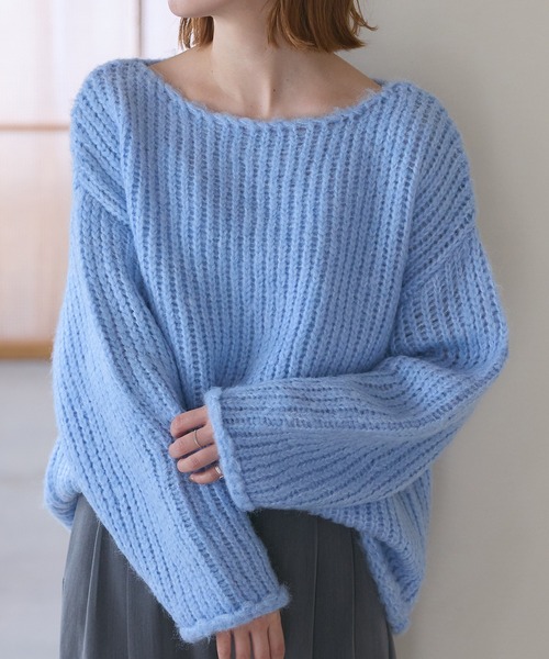 meilmada(メイルマダ)の「ローゲージルーズニット(ニット/セーター・レディース・ベージュ/ブルー・FREE)」の14枚目の写真