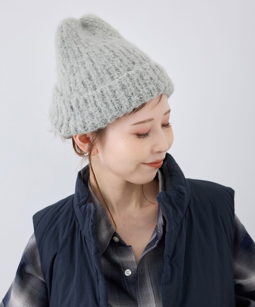 ROPE' PICNIC(ロペピクニック)の「フラッフィーニットワッチ/リンクコーデ(ニットキャップ/ビーニー・レディース・ブラウン系その他2/グレー/キナリ・FREE)」の3枚目の写真