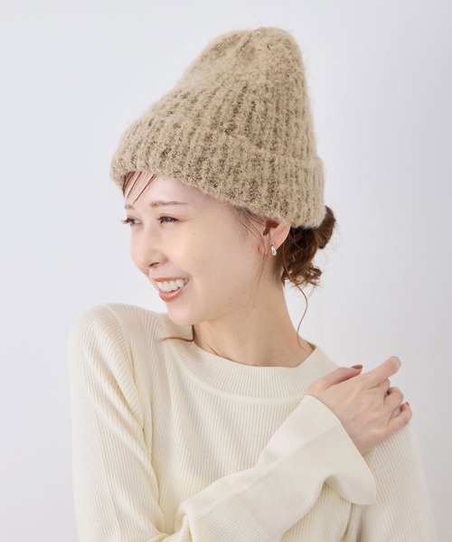 ROPE' PICNIC(ロペピクニック)の「フラッフィーニットワッチ/リンクコーデ(ニットキャップ/ビーニー・レディース・ブラウン系その他2/グレー/キナリ・FREE)」の11枚目の写真