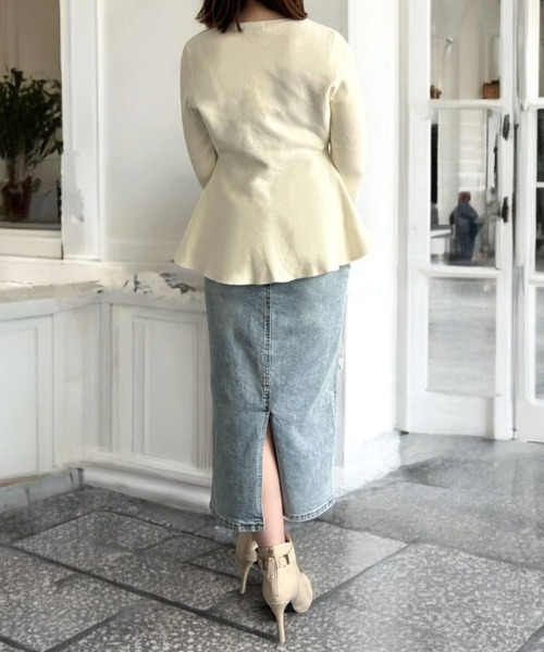 Julia Boutique(ジュリアブティック)の「美くびれ ペプラムニットトップス(ニット/セーター・レディース・ネイビー/モカ/チャコール/ピンク/ボルドー/ブラック/アイボリー/グレー・ONE)」の10枚目の写真