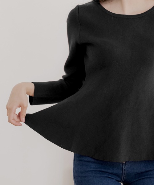 Julia Boutique(ジュリアブティック)の「美くびれ ペプラムニットトップス(ニット/セーター・レディース・ネイビー/モカ/チャコール/ピンク/ボルドー/ブラック/アイボリー/グレー・ONE)」の17枚目の写真