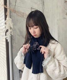 m.soeur（エムスール）の「【限定】手編みのニットショール ＊Gray