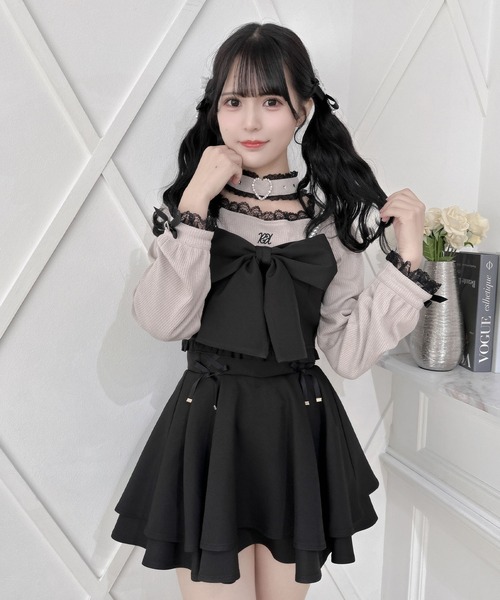 キャミソール 「セットアップ可能」フロントビッグリボンビスチェ PICCIN キャミソール 「セットアップ可能」フロントビッグリボン