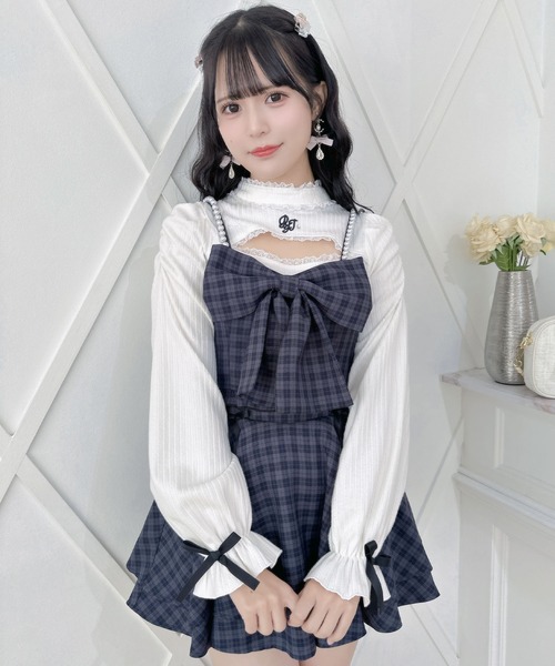 キャミソール 「セットアップ可能」フロントビッグリボンビスチェ PICCIN キャミソール 「セットアップ可能」フロントビッグリボン