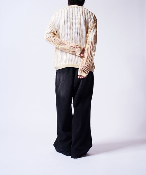 Lui's（ルイス）の「クロスメッシュニット（ニット/セーター・メンズ・チャコールグレー/オフホワイト/ブラック・FREE）」の10枚目の写真