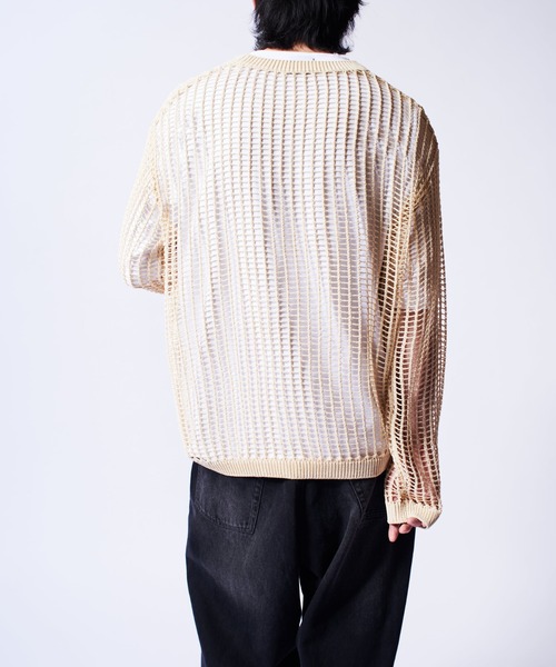 Lui's（ルイス）の「クロスメッシュニット（ニット/セーター・メンズ・チャコールグレー/オフホワイト/ブラック・FREE）」の7枚目の写真