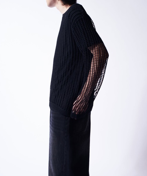 Lui's（ルイス）の「クロスメッシュニット（ニット/セーター・メンズ・チャコールグレー/オフホワイト/ブラック・FREE）」の12枚目の写真