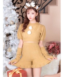 darial（ダリアル）の「サンタ コスプレ パフスリーブ ニット サンタ & トナカイ 4点セット（コスチューム/パーティーグッズ）」