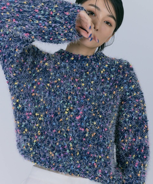 ZOZOTOWN限定】MIXED SHORT KNIT（ニット/セーター）｜BLUE