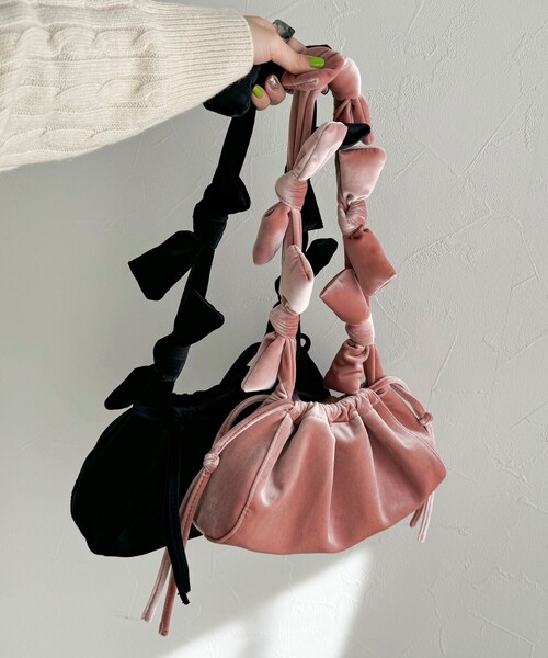 【セール】ベルベットリボンバゲットショルダーバッグ（ショルダーバッグ）｜fredy emue（フレディエミュ）