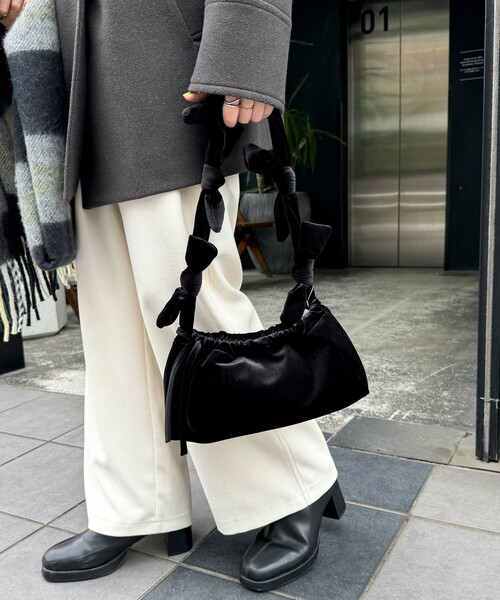 【セール】ベルベットリボンバゲットショルダーバッグ（ショルダーバッグ）｜fredy emue（フレディエミュ）