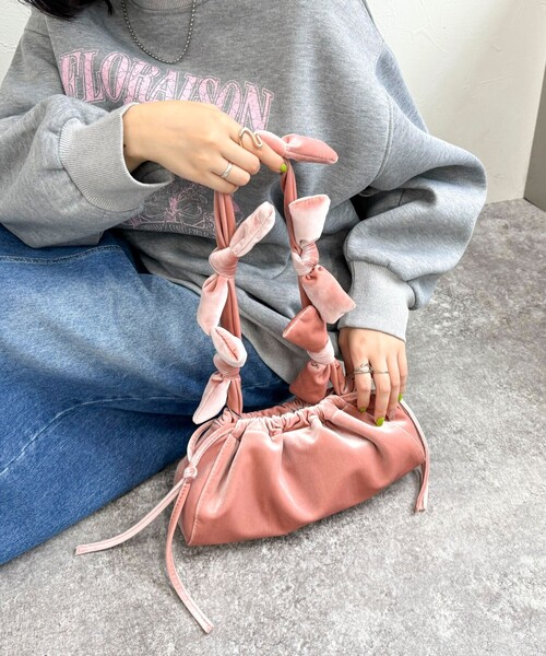 【セール】ベルベットリボンバゲットショルダーバッグ（ショルダーバッグ）｜fredy emue（フレディエミュ）
