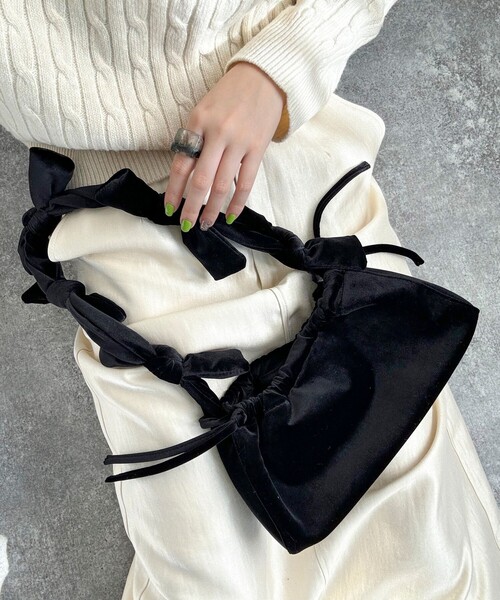 【セール】ベルベットリボンバゲットショルダーバッグ（ショルダーバッグ）｜fredy emue（フレディエミュ）
