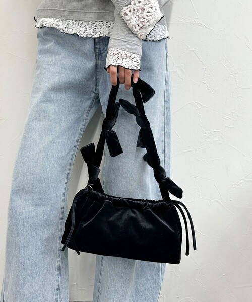 【セール】ベルベットリボンバゲットショルダーバッグ（ショルダーバッグ）｜fredy emue（フレディエミュ）