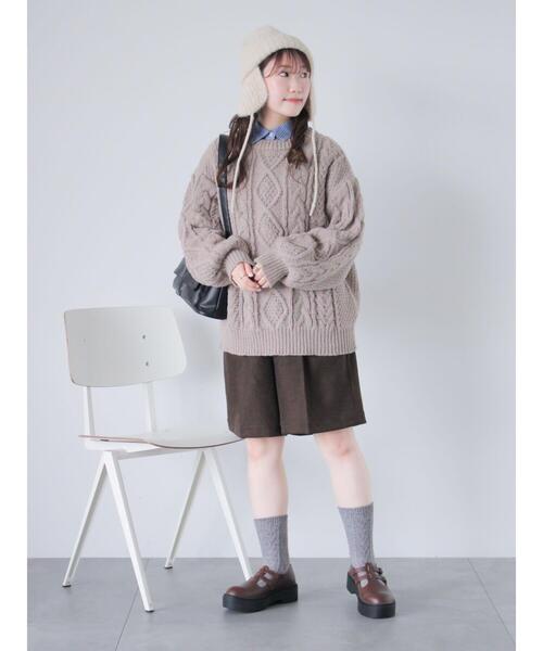 ehka sopo(エヘカソポ)の「ケーブルニットプルオーバー(ニット/セーター・レディース・キナリ/モカ/グリーン/ピンク・F)」の9枚目の写真
