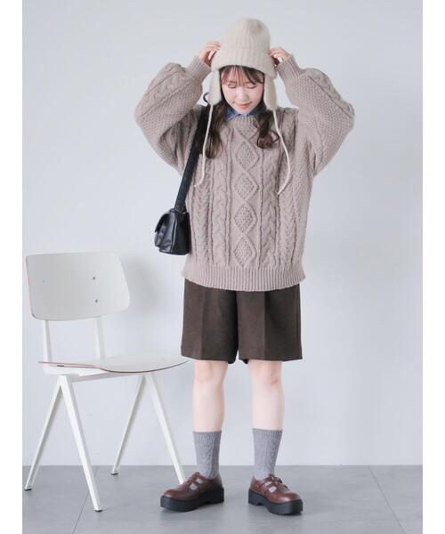 ehka sopo(エヘカソポ)の「ケーブルニットプルオーバー(ニット/セーター・レディース・キナリ/モカ/グリーン/ピンク・F)」の10枚目の写真