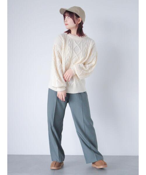 ehka sopo（エヘカソポ）の「ケーブルニットプルオーバー（ニット/セーター・レディース・キナリ/グリーン/ピンク/モカ・F）」の19枚目の写真
