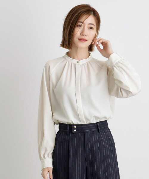 grove(グローブ)の「2WAYラグランスリーブボウタイブラウス(シャツ/ブラウス・レディース・オフホワイト/ブルー系その他2/ホワイト系3・02/01/03/04/05)」の6枚目の写真