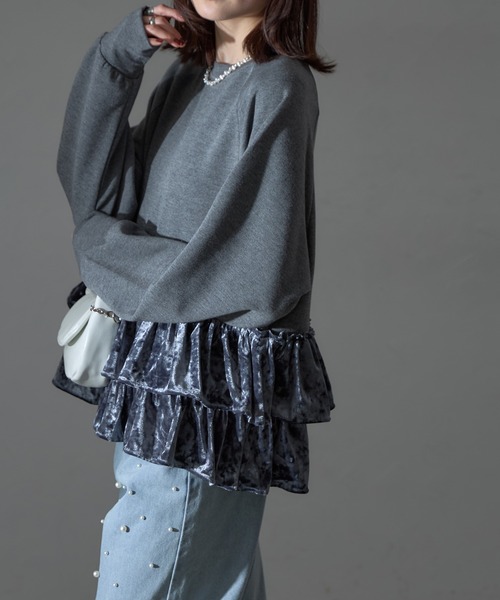 tシャツ 裾ベロアフリル切替プルオーバー レディース 楽天市場】プルオーバー カットソー レディース トップス 半袖 T