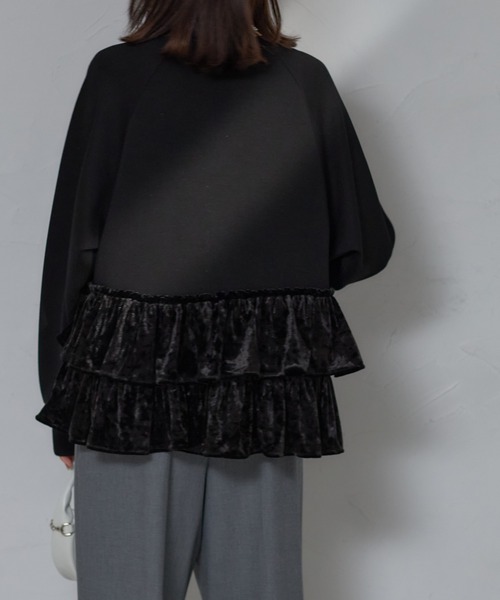 セール】裾ベロアフリル切替プルオーバー（Tシャツ/カットソー）｜each  