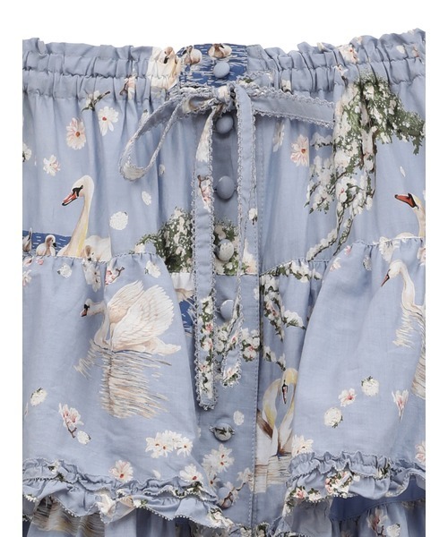 ピンクハウス　2025 SWAN LAKEプリントスカート　ティアード　フリル ピンクハウス 2025 SWAN LAKEプリントスカート ティアード フリル