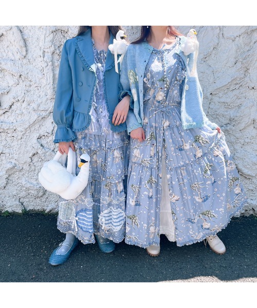 美品✨ピンクハウス　SWAN LAKEプリントパッチワークスカート　　2025 PINK HOUSE（ピンクハウス）の「SWAN LAKEプリントスカート（スカート