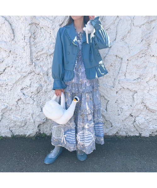 ピンクハウス　2025 SWAN LAKEプリントスカート　ティアード　フリル ピンクハウス 2025 SWAN LAKEプリントスカート ティアード フリル