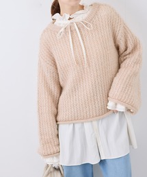 【emur/エミュール】フェザーラメメッシュ編みニット