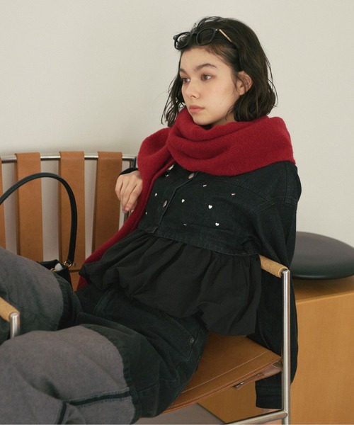 セール】heart denim peplum tops/ハートデニムペプラムトップス