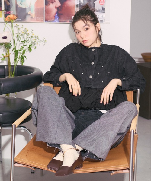 【loin nuit】heart denim peplum tops セール】heart denim peplum tops/ハートデニムペプラムトップス