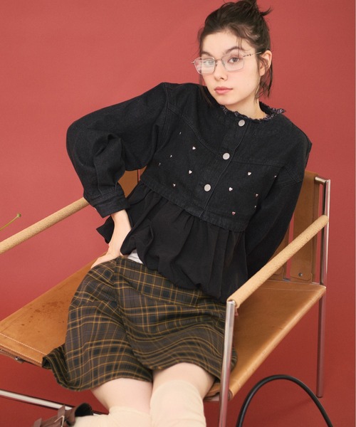 loin nuit（ロワンニュイ）の「heart denim peplum tops/ハート