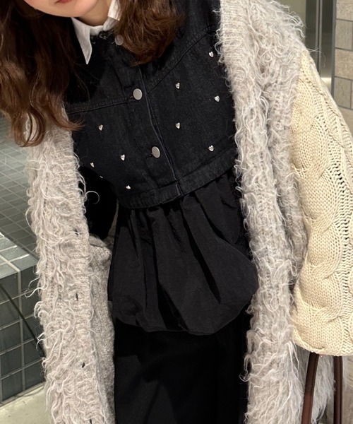 heart denim peplum tops/ハートデニムペプラムトップス レディース loin nuit heart denim peplum tops/ハートデニムペプラム