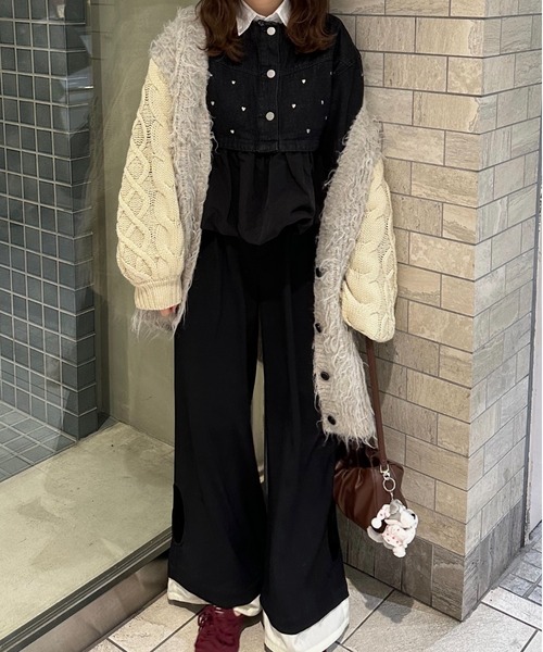 セール】heart denim peplum tops/ハートデニムペプラムトップス
