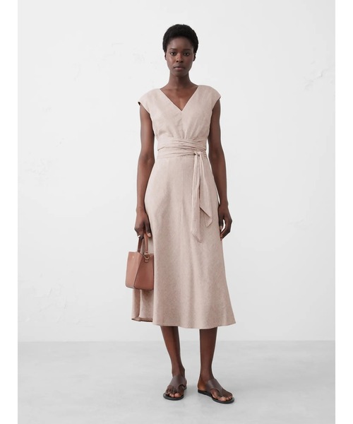 【BANANA REPUBLIC】コルセット風 大人のリネンワンピース セール】BANANA REPUBLIC FACTORY STORE リネンブレンド ラップ