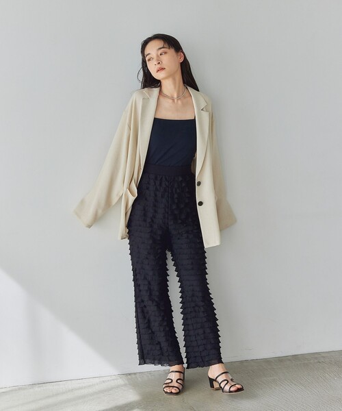 EMMEL REFINES(エメルリファインズ)の「<EMMEL REFINES>EM フリル カットパンツ(その他パンツ・レディース・ブラック/オフホワイト・M/S)」の14枚目の写真