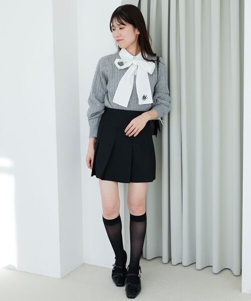 MAJESTIC LEGON（マジェスティックレゴン）の「プリーツミニスカパン（スカート・レディース・グレー/ベージュ/ブラック・MEDIUM）」の10枚目の写真