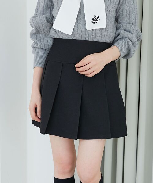 MAJESTIC LEGON（マジェスティックレゴン）の「プリーツミニスカパン（スカート・レディース・グレー/ベージュ/ブラック・MEDIUM）」の13枚目の写真