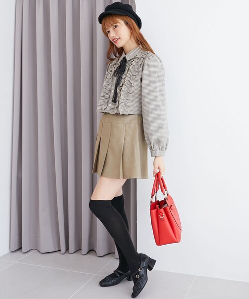 MAJESTIC LEGON（マジェスティックレゴン）の「プリーツミニスカパン（スカート・レディース・グレー/ベージュ/ブラック・MEDIUM）」の18枚目の写真