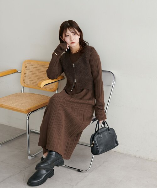 【新品未開封 在庫ラスト】RIB KNIT LOUNGE SET / BROWN The DUFFER of ST.GEORGE（ザダファーオブセントジョージ） スウェット