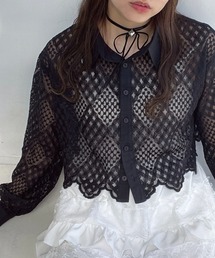 ●スカラップレース ショート丈ブラウス