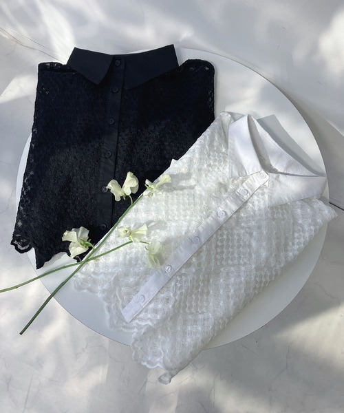 AS KNOW AS plus（アズノゥアズプラス）の「●スカラップレース ショート丈ブラウス（シャツ/ブラウス・レディース・オフホワイト/ブラック・FREE）」の18枚目の写真