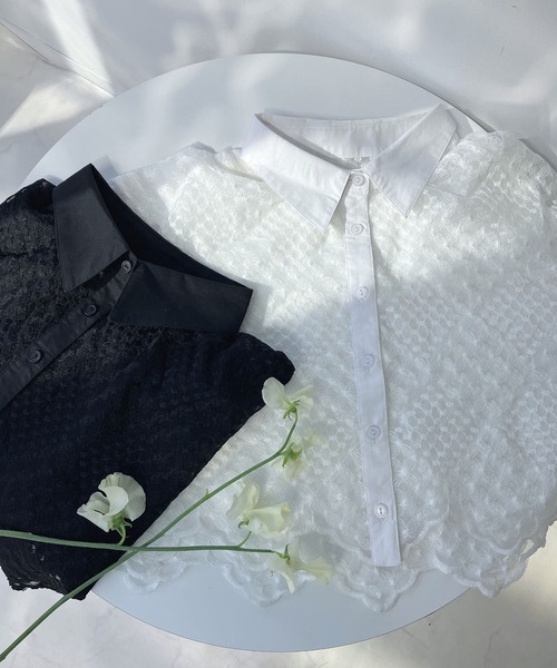 AS KNOW AS plus（アズノゥアズプラス）の「●スカラップレース ショート丈ブラウス（シャツ/ブラウス・レディース・オフホワイト/ブラック・FREE）」の19枚目の写真