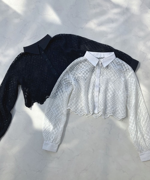 AS KNOW AS plus（アズノゥアズプラス）の「●スカラップレース ショート丈ブラウス（シャツ/ブラウス・レディース・オフホワイト/ブラック・FREE）」の21枚目の写真