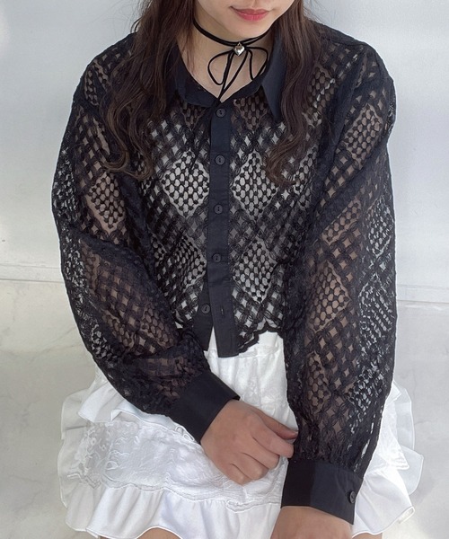 AS KNOW AS plus（アズノゥアズプラス）の「●スカラップレース ショート丈ブラウス（シャツ/ブラウス・レディース・オフホワイト/ブラック・FREE）」の16枚目の写真