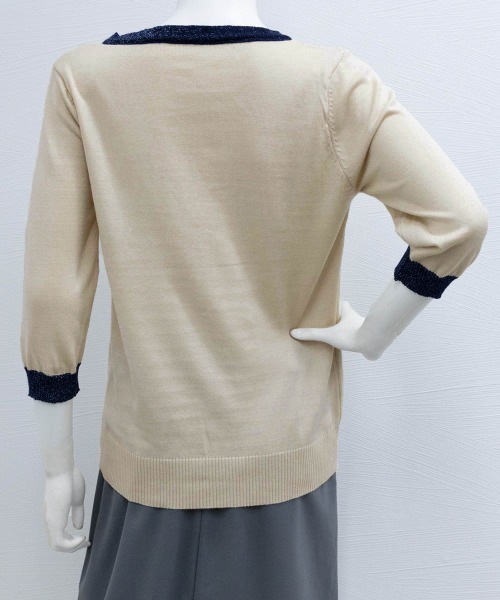Miniministore(ミニミニストア)の「レディース 7分袖首リボンニットセーター(ニット/セーター・レディース・ブルーグリーン/ピンク/ベージュ・FREE)」の8枚目の写真