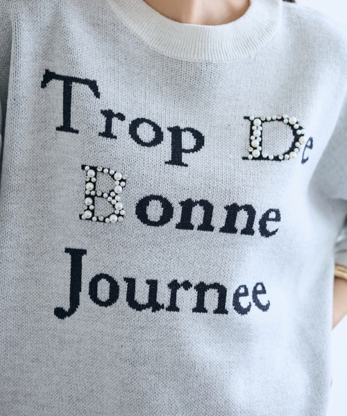 SMILE LAND(スマイルランド)の「<大きいサイズ>パール調ビジュー付ロゴラメ入ニット【OtonaSMILE】(ニット/セーター・レディース・オフホワイト/ネイビー・4L/5L/LL/3L/L)」の19枚目の写真