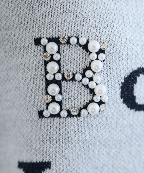 SMILE LAND(スマイルランド)の「<大きいサイズ>パール調ビジュー付ロゴラメ入ニット【OtonaSMILE】(ニット/セーター・レディース・オフホワイト/ネイビー・4L/5L/LL/3L/L)」の15枚目の写真