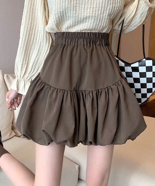 sevens（セブンズ）の「【sevens】SK バルーンミニスカート（スカート・レディース・ブラック/ブラウン・FREE）」の2枚目の写真